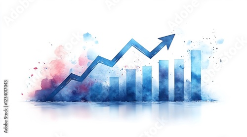 Abstract Watercolor Chart Illustrating Growth and Success