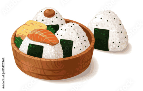 Vector Japanese cuisine of Onigiri rice 