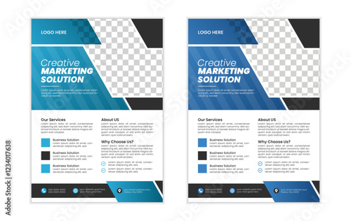a bundle of 2 templates of different colors a4 flyer template, modern corporate business flyer template and editable vector template design