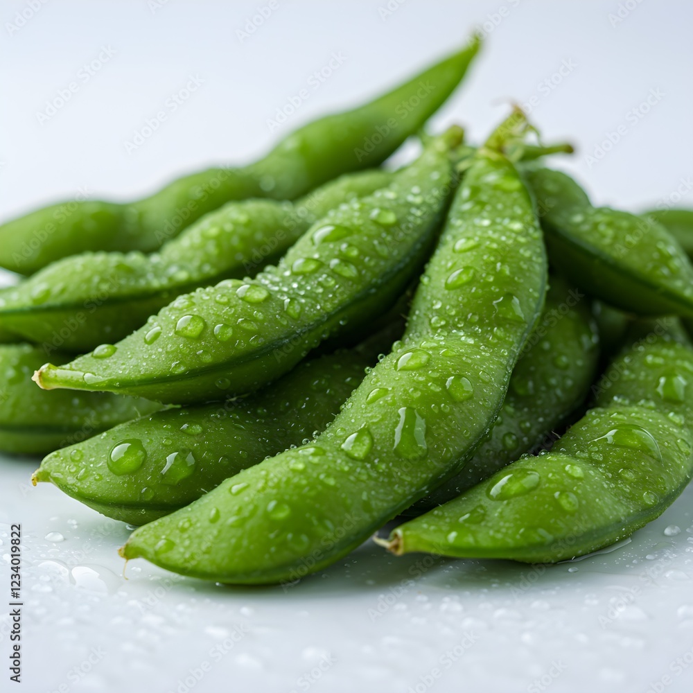Green Japanese Peas called Edamame in White Background Green Japanese Peas called Edamame in White Background