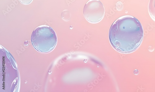 Wallpaper Mural Pastel bubbles float on pink gradient background; ideal for cosmetics or skincare ads Torontodigital.ca