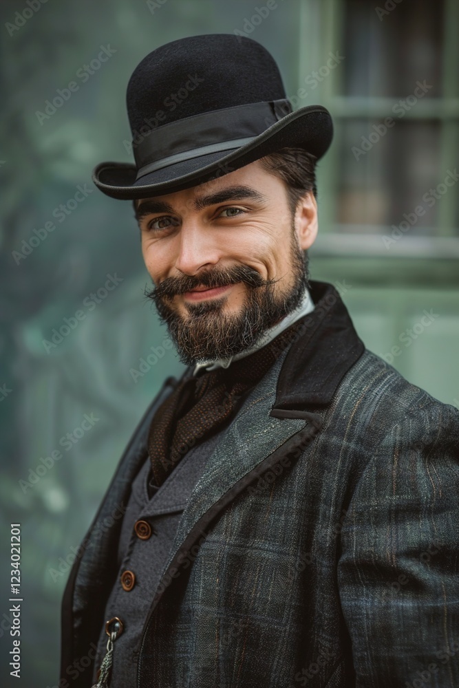 A smiling intelligent gentleman in the Victorian style. A smiling intelligent gentleman in the Victorian style.