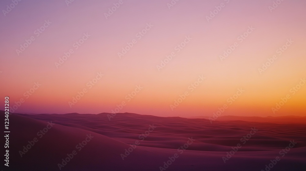 Captivating sunset over desert dunes, the sky painted in hues of purple and orange, highlighting the serene and vast landscape. Captivating sunset over desert dunes, the sky painted in hues of purple and orange, highlighting the serene and vast landscape.