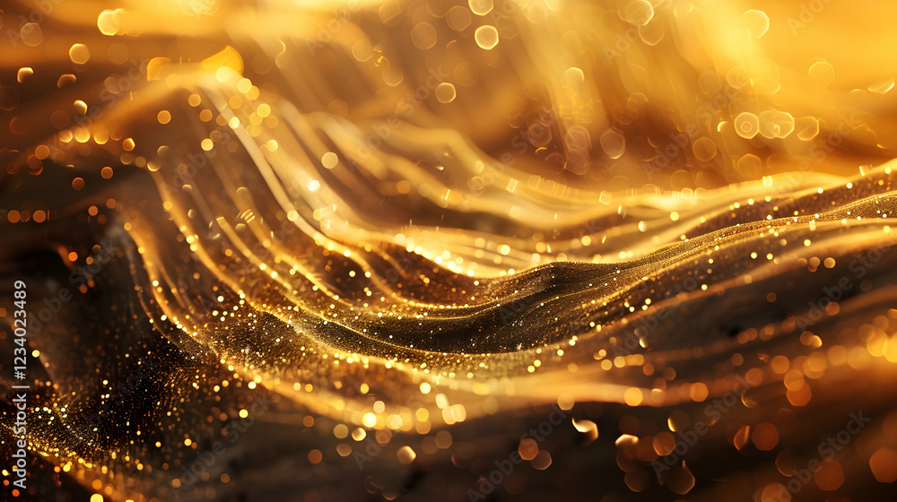 A shimmering golden landscape with flowing textures and sparkling lights. A shimmering golden landscape with flowing textures and sparkling lights.