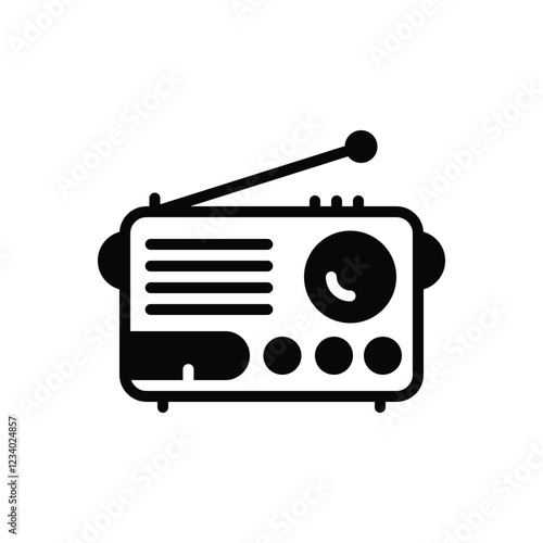 Black solid icon for radio