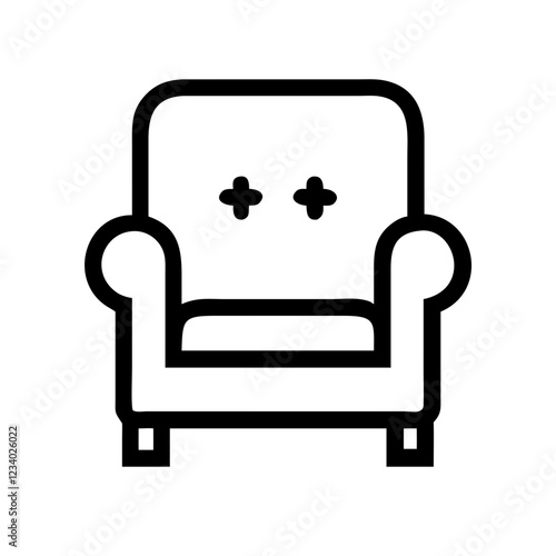 Old Armchair Vector Icon for Vintage Furniture and Home Comfort Representation