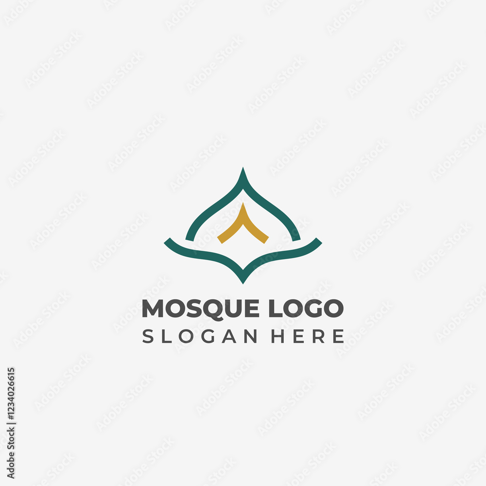 Fototapeta premium Minimalist Lineart Mosque Logo with Elegant Islamic Touch
