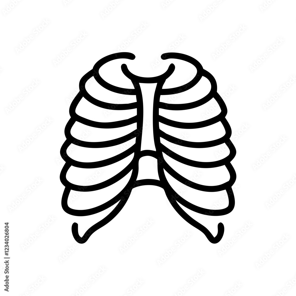 Rib Cage Vector Icon for Anatomy and Human Body Representation
