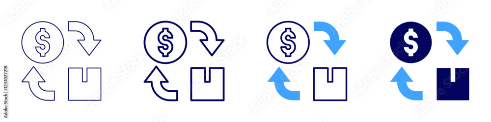 Cash flows icon in 4 different styles. Thin Line, Line, Bold, and Bold Line. Duotone style. Editable stroke Cash flows icon in 4 different styles. Thin Line, Line, Bold, and Bold Line. Duotone style. Editable stroke