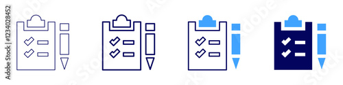 To do list icon in 4 different styles. Thin Line, Line, Bold, and Bold Line. Duotone style. Editable stroke