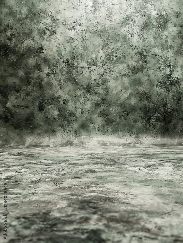 Grungy textured background: Weathered wall and floor, muted greens and greys. Grungy textured background: Weathered wall and floor, muted greens and greys.