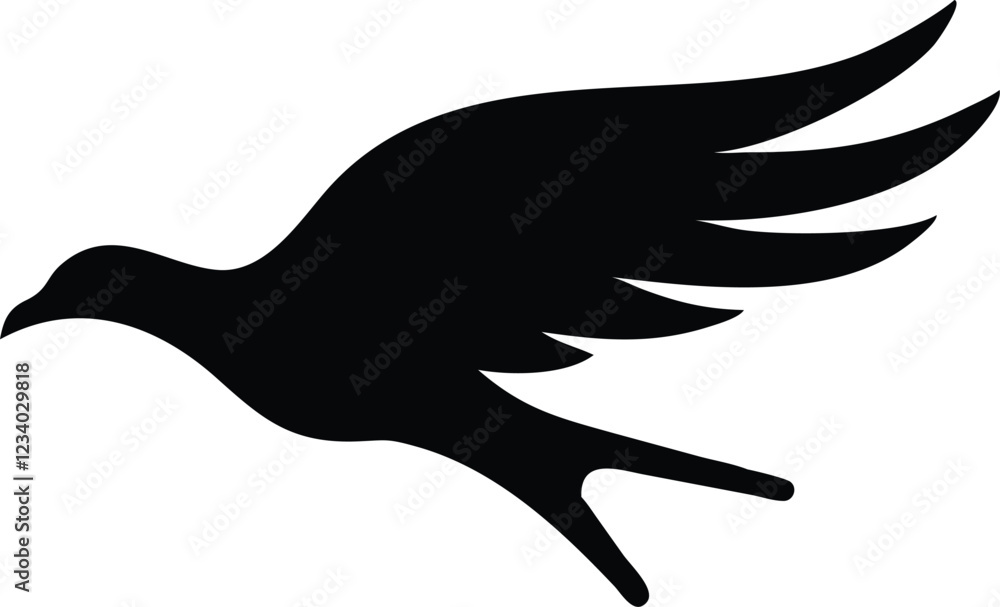 Obraz premium Ancient Egyptian symbol, stylized crow, black silhouette, minimalist design, hieroglyphic art, tribal motif, curved beak, simplified bird shape, bold graphic, cultural icon, contrasting black and whit