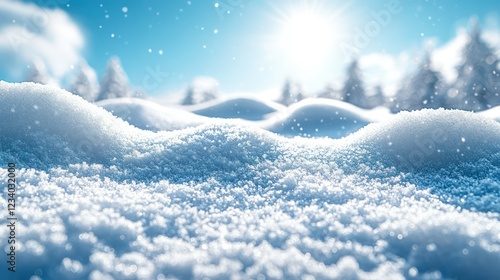 Winter Wonderland: A Serene Snowscape Under a Bright Sun