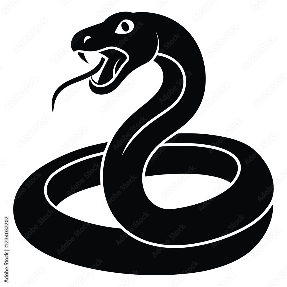 Fototapeta premium Coiled Mystery A Minimalist Snake Design Symbolizing Power and Grace.