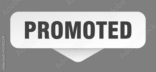 promoted sticker. promoted sign isolated on gray background