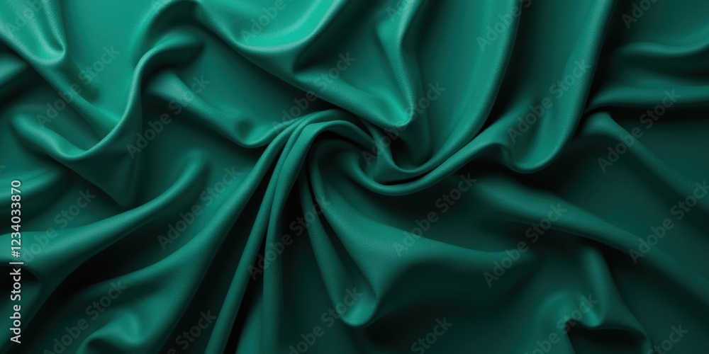 Obraz premium Teal-green fabric glimmers with a glossy sheen, its textured surface catching light in intricate patterns, inviting touch and sight