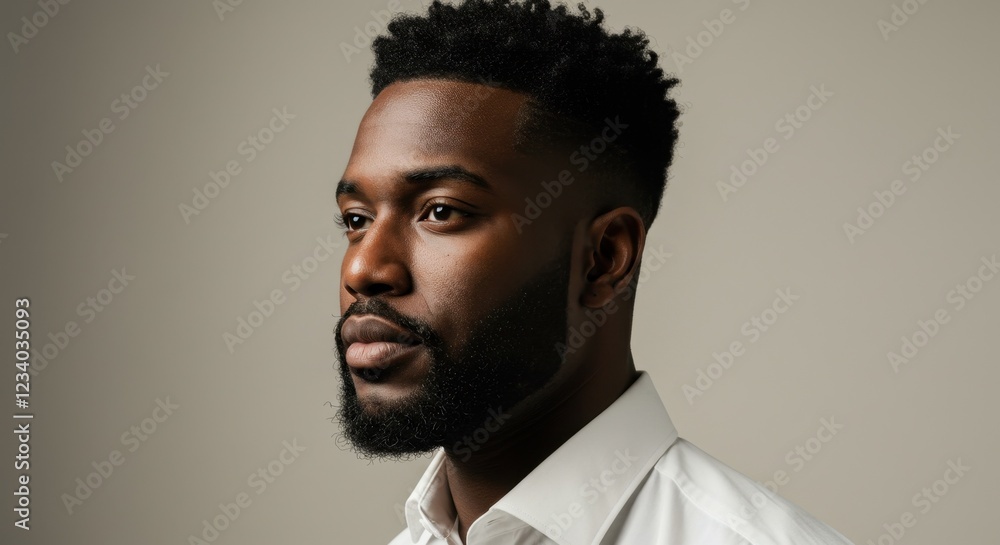 Professional Portrait of a Man in a White Shirt in Thoughtful Pose Highlighting Confidence and Style Professional Portrait of a Man in a White Shirt in Thoughtful Pose Highlighting Confidence and Style