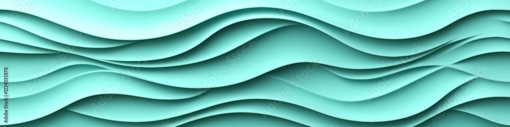 Seamless Mint Green 3D Minimalist Wave Texture, Monochromatic Abstract Background Design Seamless Mint Green 3D Minimalist Wave Texture, Monochromatic Abstract Background Design