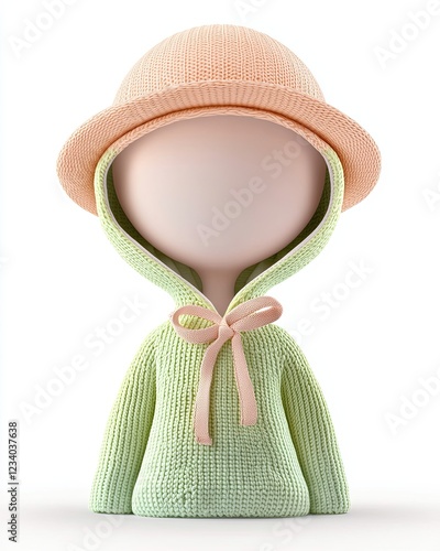 Seasonal sustainable fashion for babies featuring a pastel seafoam green handknitted baby bonnet with a soft organic cotton lining, gentle and warm for newborns photo