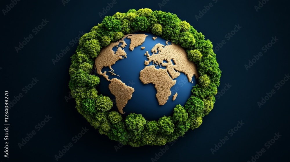 Earth Encircled by Lush Greenery: A stylized globe, encircled by a vibrant ring of lush green moss, symbolizes environmental conservation and the interconnectedness of our planet. Earth Encircled by Lush Greenery: A stylized globe, encircled by a vibrant ring of lush green moss, symbolizes environmental conservation and the interconnectedness of our planet.