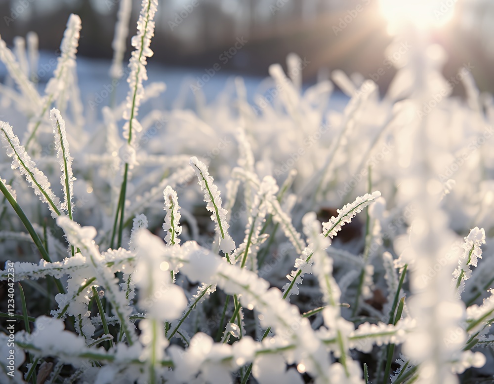 Frost-Covered Grass in Winter Sunrise Frost-Covered Grass in Winter Sunrise