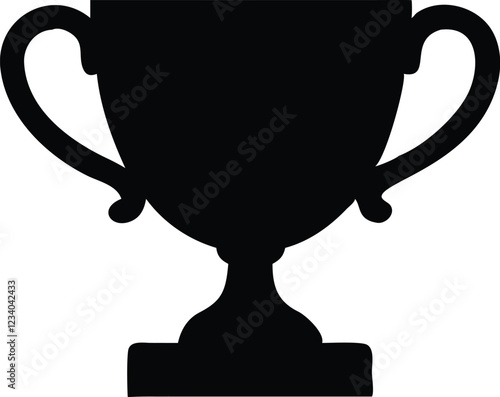trophy cup, award, victory, achievement, simple line drawing, black and white, iconic, minimalist design, vector graphic, outline style, symmetrical, sports symbol, championship, winner emblem, clean 