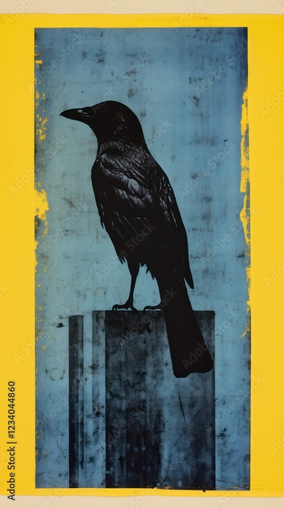 Fototapeta premium Crow animal yellow black.