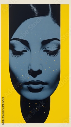 Woman portrait painting graphics.