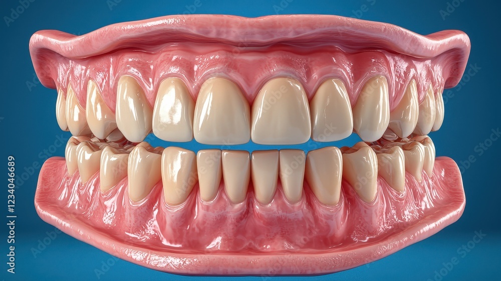 Obraz premium High-Resolution 3D Render of Human Teeth and Gums