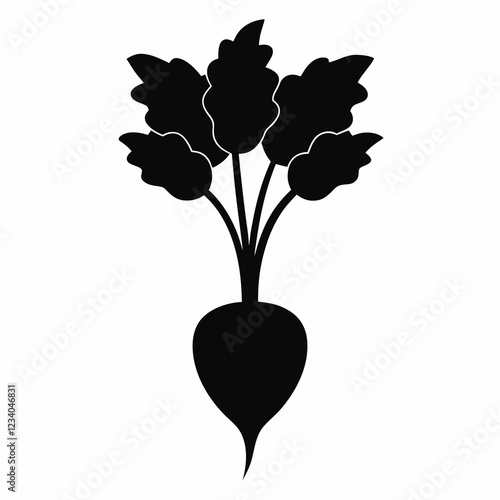 Daikon Sprout Silhouette Clean Vector Illustration