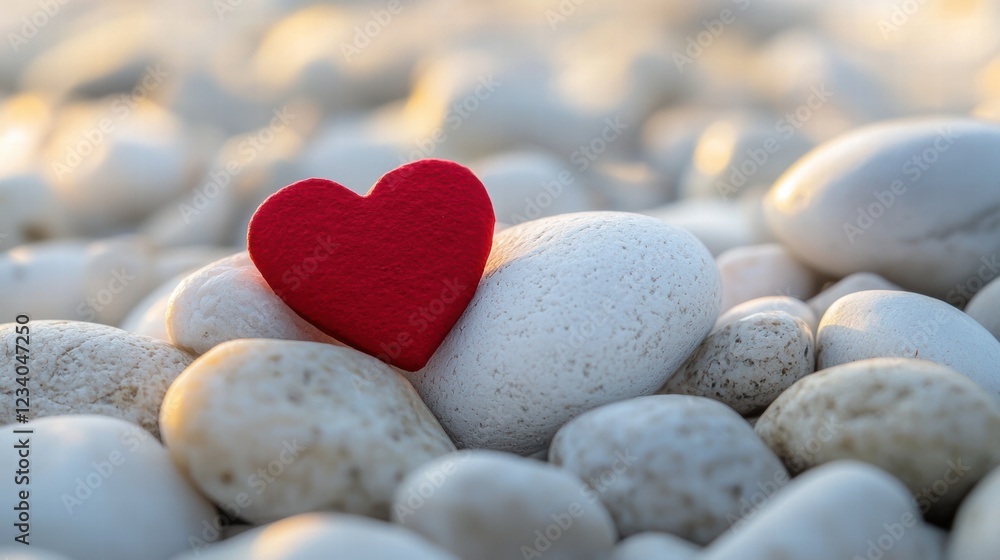 Obraz premium Red heart on white stones a symbol of tranquility and hope