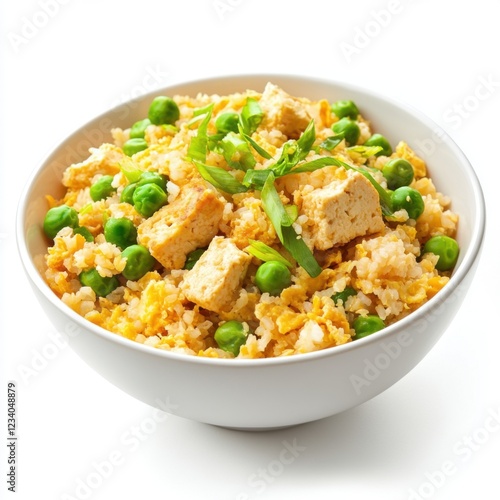 packed fried rice made with riced cauliflow   photo