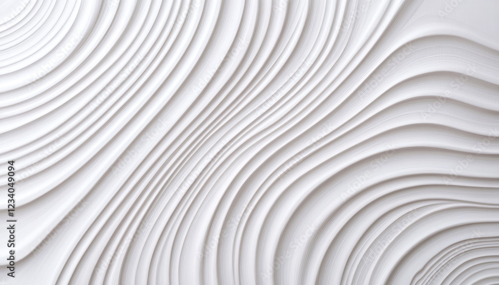 A wavy texture in white creates a modern, elegant aesthetic, showcasing depth and movement in a minimalist design. A wavy texture in white creates a modern, elegant aesthetic, showcasing depth and movement in a minimalist design.