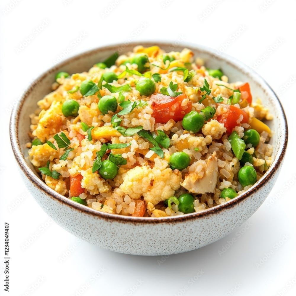 packed fried rice made with riced cauliflow packed fried rice made with riced cauliflow