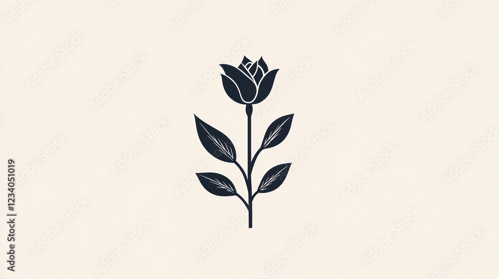 Fototapeta premium Simple rose illustration, elegant design, cream background, nature theme, for branding