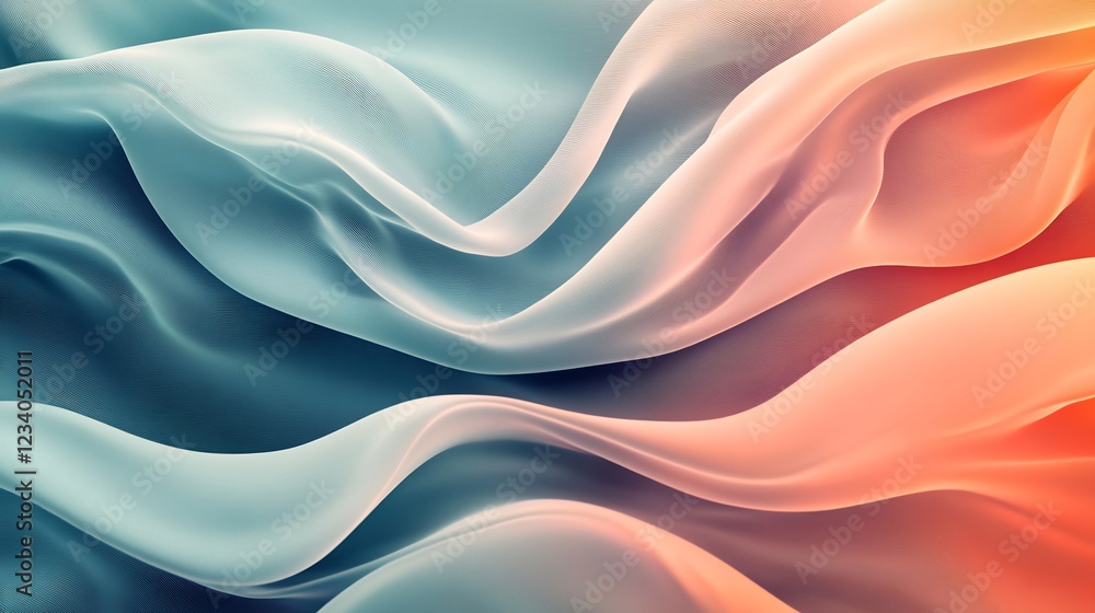 Fototapeta premium Soft flowing fabric swirls gently warm light hues. AI Generated