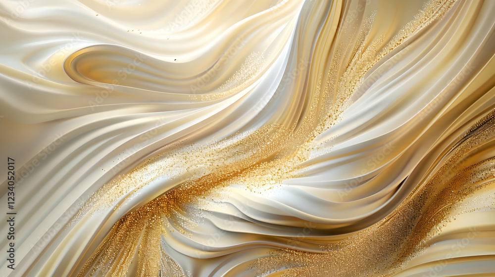 Abstract swirling patterns in gold and white, creating a fluid, elegant visual effect. Abstract swirling patterns in gold and white, creating a fluid, elegant visual effect.