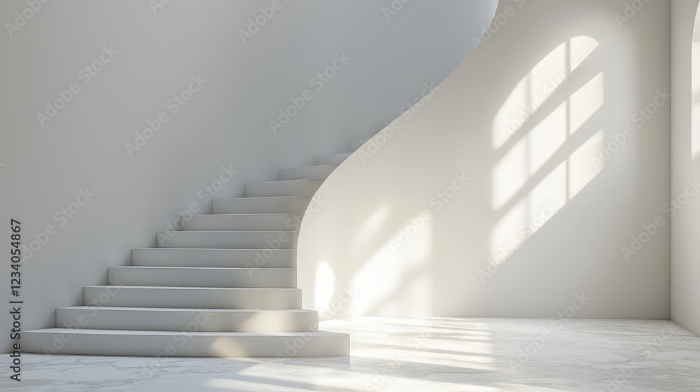 Fototapeta premium Modern Minimalist White Staircase Interior Design