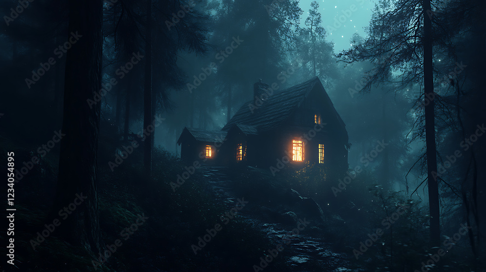 haunted house in the dark forest haunted house in the dark forest