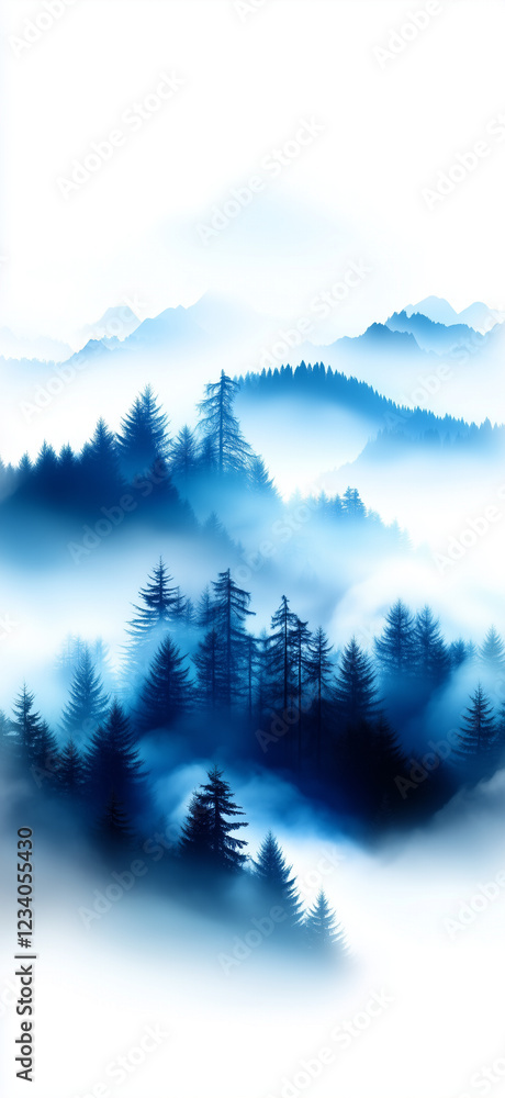 Obraz premium clouds in the mountains with trees