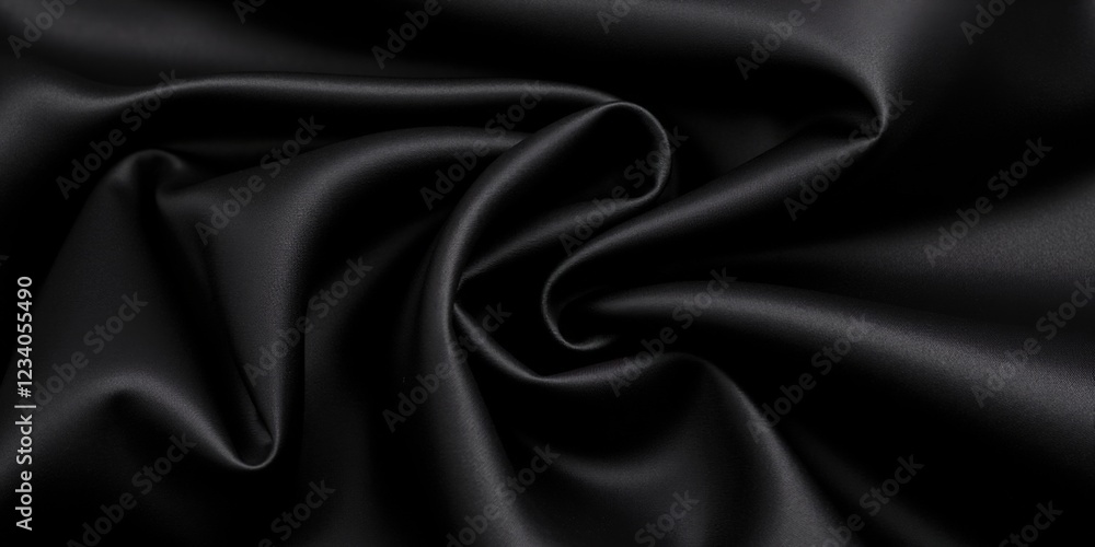 Obraz premium Velvety black satin exudes elegance; its glossy surface shimmers in layered depths, with each tier subtly shifting in darkness for a captivating visual interplay