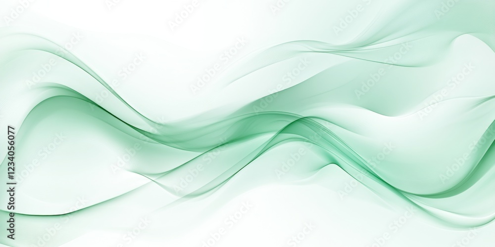 Obraz premium Celery Green Abstract Design Background Delicate 3D Render, Minimalist Wave Forms, Elegant Backdrop