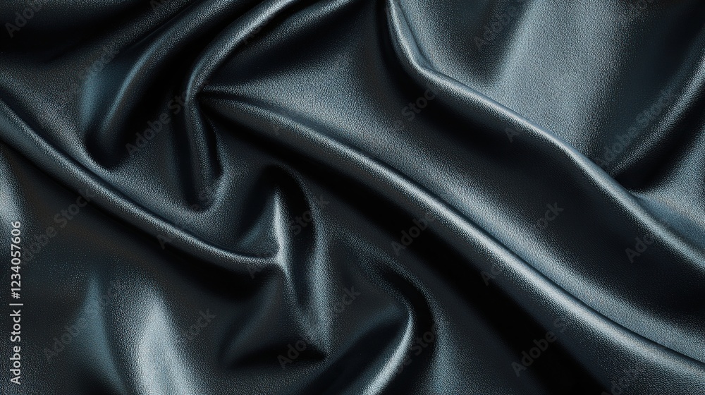 Obraz premium Draped dark grey silk fabric, textured background, luxury design