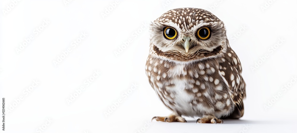 Fototapeta premium Owl on white background. For commerce, business, ads, poster, banner, creative, art design. Generative AI technology.