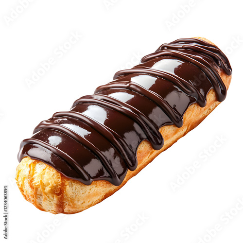 Delicious chocolate eclair bakery food photography indoor setting close-up indulgent treats photo