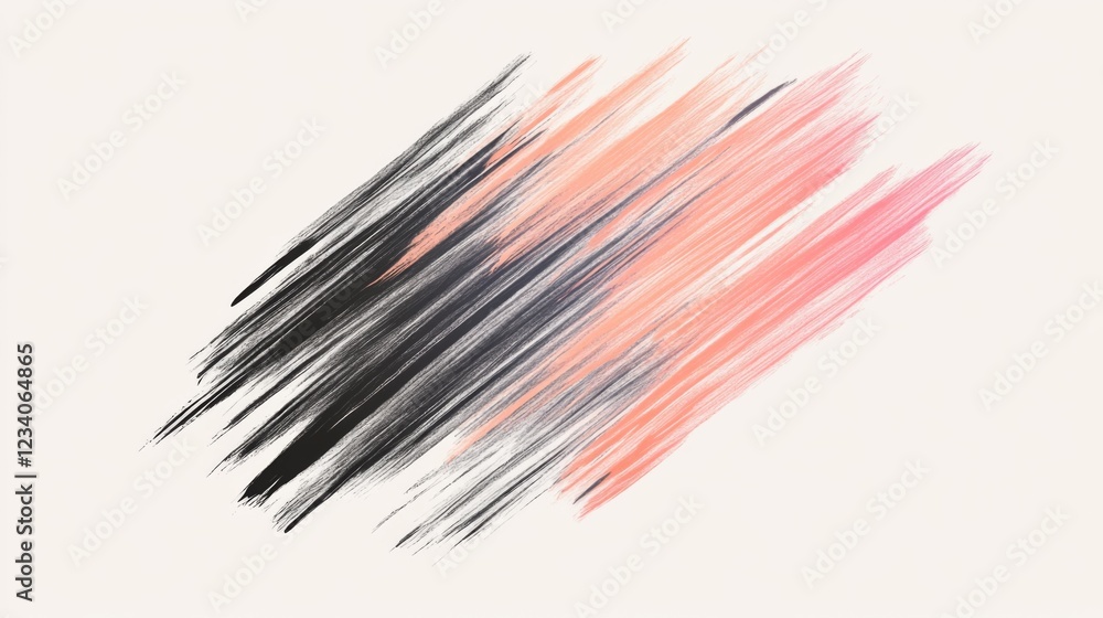 Abstract brush strokes in varying shades of pink, black, and beige on a light background, suitable for design Abstract brush strokes in varying shades of pink, black, and beige on a light background, suitable for design