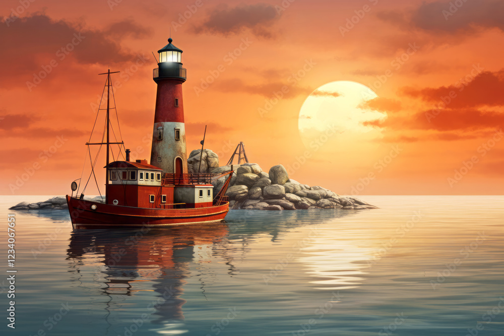 custom made wallpaper toronto digitalLighthouse Seacoast Serene Landscape Surrealist