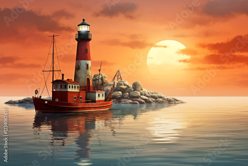 Wallpaper Mural Lighthouse Seacoast Serene Landscape Surrealist Torontodigital.ca