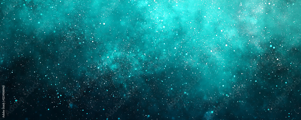 Obraz premium Deep teal and emerald abstract background with floating light particles