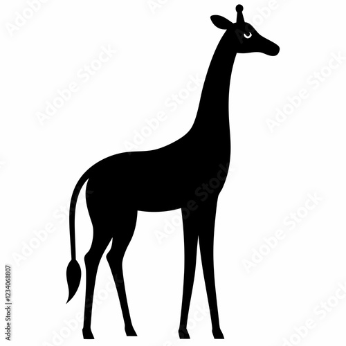 Elegant Giraffe Silhouette - Vector Art Illustration